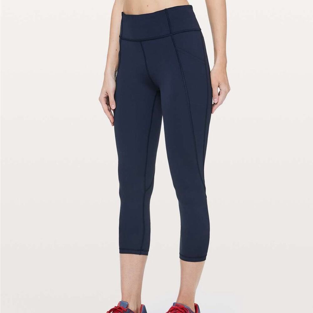 Lululemon Time to Sweat Crop 23” Luxtreme PocketsTrue Navy Blue Leggings